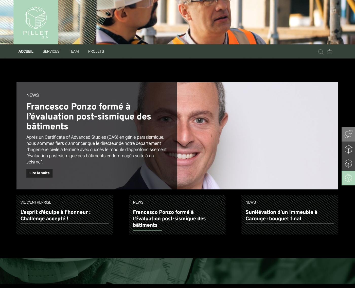 Collaboration Créative - Site Pillet SA par OctoberCMS - Pixinside référence web